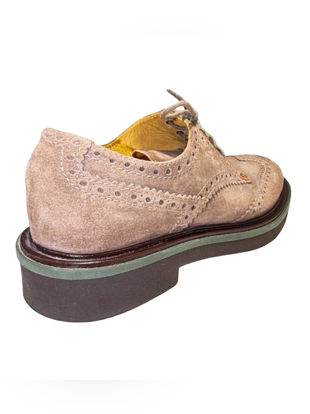 Cesare Paciotti Suede Wingtip Derby Shoes Taupe Chunky Sole Italian Luxury | 9 - Picture 6 of 13